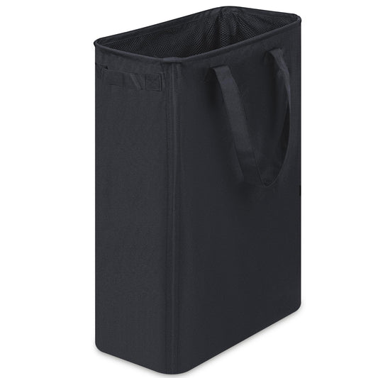 efluky Slim Laundry Hamper with Handles, Collapsible Tall Hampers for Clothes & Toys, Small Clothes Hamper for Laundry, Dirty Clothes Basket for Bedroom, Dorm and Laundry Room, 48L (12.7 Gallon) Black