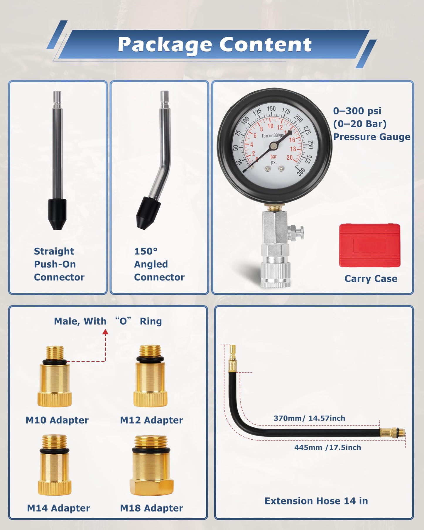 DAYUAN Professional Petrol Engine Compression Tester Kit Set for Automotives and Motorcycles