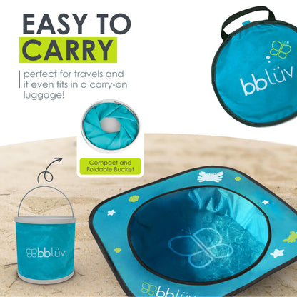 bblüv Arenä Pop-Up Beach Pool for Infants - Easy Clean - Waterproof Material- Instant Setup - Compact Foldable Bucket - Safe Cooling Space - Anchors for Stability - Ultimate Summer Fun for Your Baby