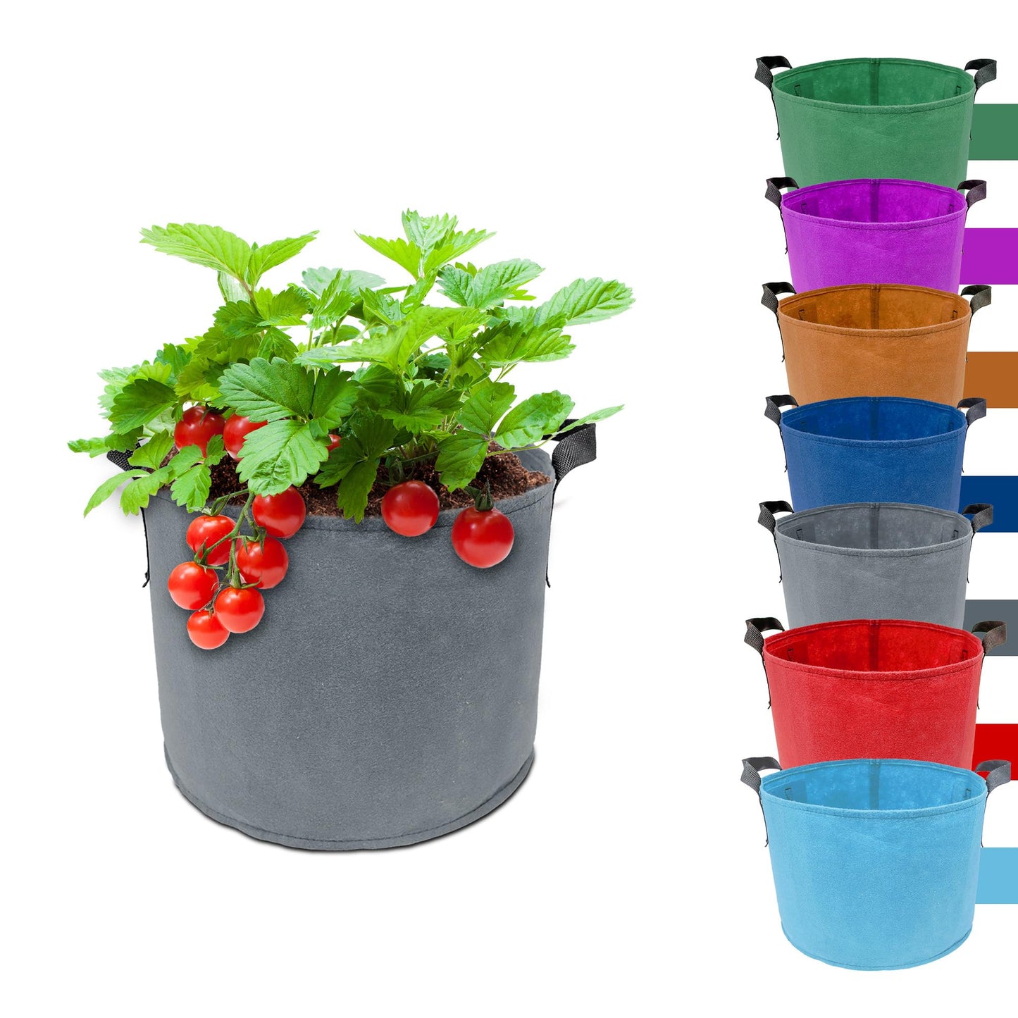 5 Gallon Plant Grow Bags, 7Pack Colourful Fabric Planters with Reinforced Handles, Plant Pots Garden Bags to Grow Vegetables, Aeration Growing Bags for Flower Fruit
