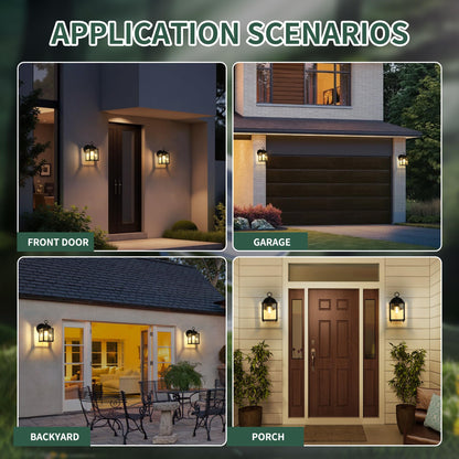 Outdoor Wall Light Fixtures Waterproof Porch Lights Anti-Rust Matte Black Exterior Light Fixture Outdoor Wall Lantern for Patio Front Door Garage House