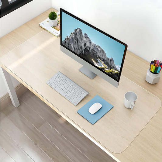 NATRKE Clear Desk Mat Pad, 35.4"x15.7" Large Transparent Desk Protector Mat Plastic Desk Mat, Thickness 0.06" PVC Waterproof Non-Slip Clear Writing Desk Pad for Desktop Home Office