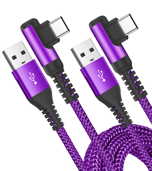 USB C Charging Cord Right Angle [2Pack 10FT]AviBrex 3.1A USB C Cable Type C Fast Charger Cable Nylon Cord for i Phone 17 16 15 Pro Max,Samsung S25/S24/S23/S22/S21/S10 Plus/Ultra/FE,A71/A54/A51/Note20