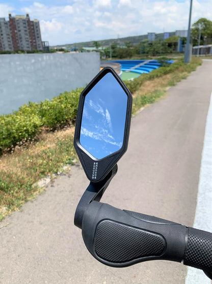 MEACHOW New Bar End Bike Mirror, Crystal UHD Automotive Grade Glass Lens E-Bike Mirrors, Scratch Resistant, Safe Rearview Mirrors, (Silver Left Side) ME-022LS