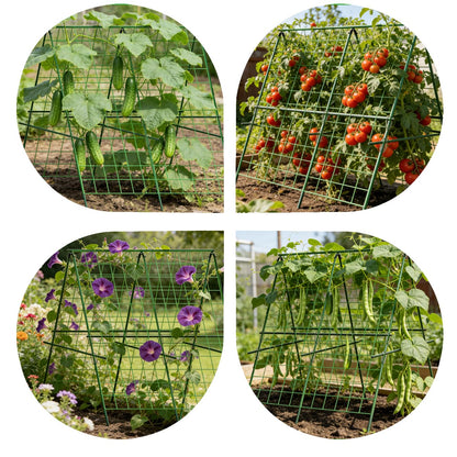 Cucumber Trellis, 120 * 120cm A-Frame Sturdy Metal Garden Trellis for Climbing Vegetables Tomato Bean Pea Rose Vine Plants, Weatherproof Plant Support for Outdoor Raised Bed Patio