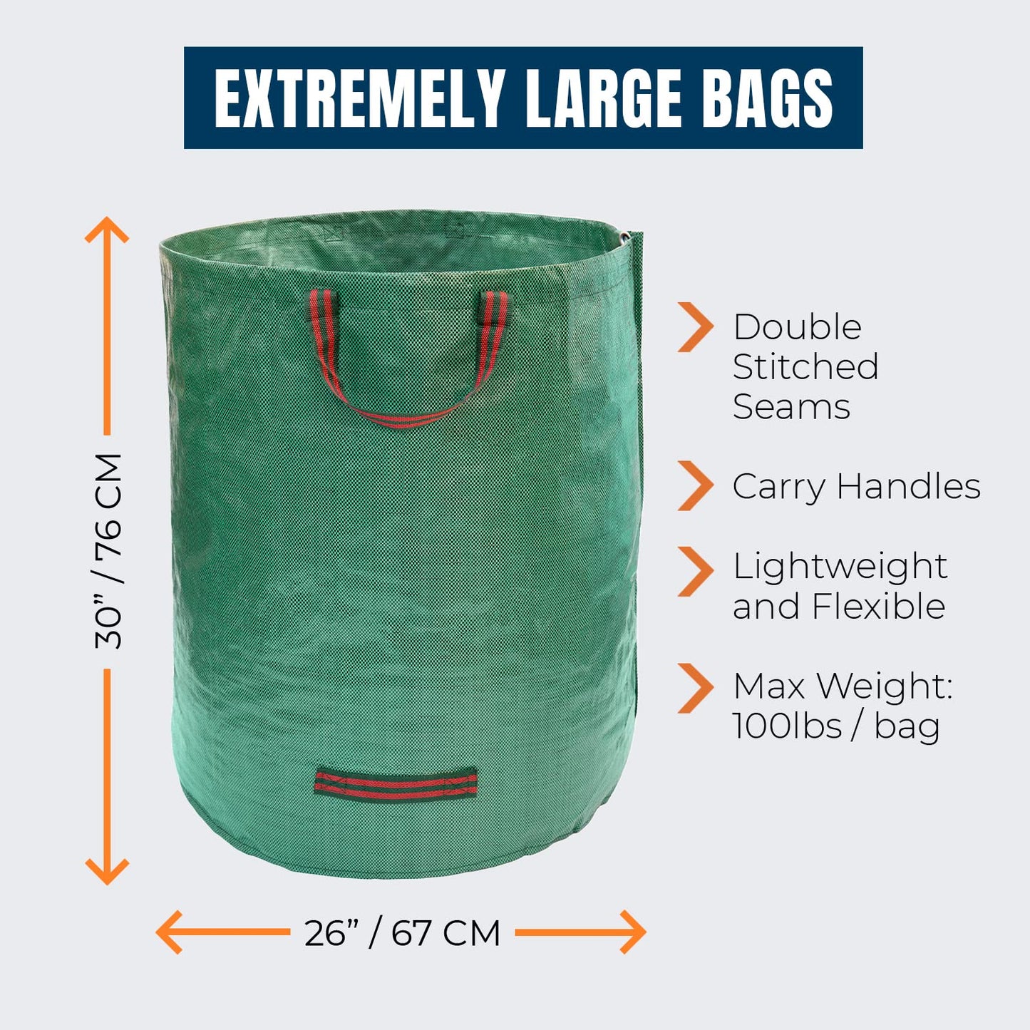 MEKKAPRO Big Gulp Lawn Bags, 3-Pack 72 gallons Leaf Bags with Reinforced Handles, Reusable Yard Waste Bags, Garden Waste Bag, Garden Bags for Debris, Lawn and Leaf Bags, Yard Bags, Leaf Collector