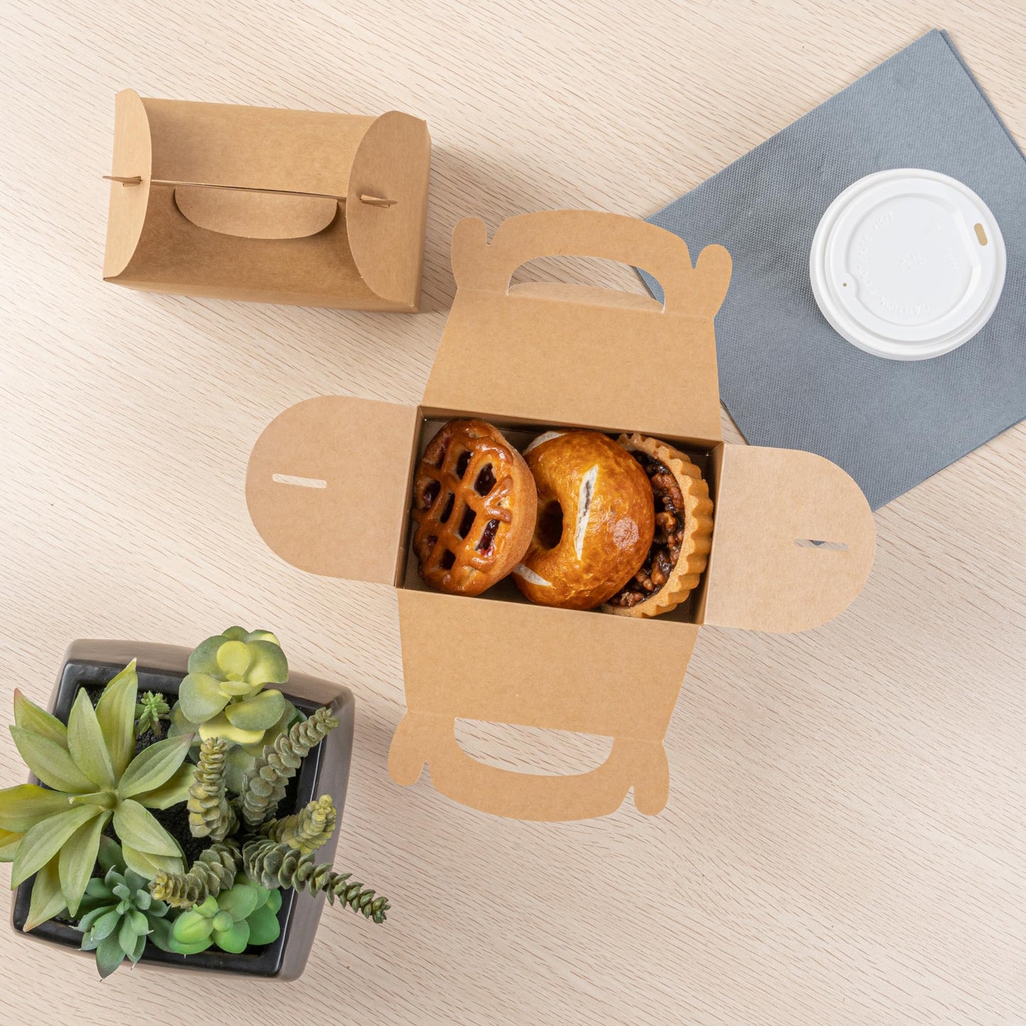 Restaurantware Kraft Gable Boxes 25 Count 6 x 3.5 x 3.5 Inches Paper Gift Boxes Greaseproof With Handles Recyclable Favor Boxes For Birthdays Weddings Baby Showers Brown