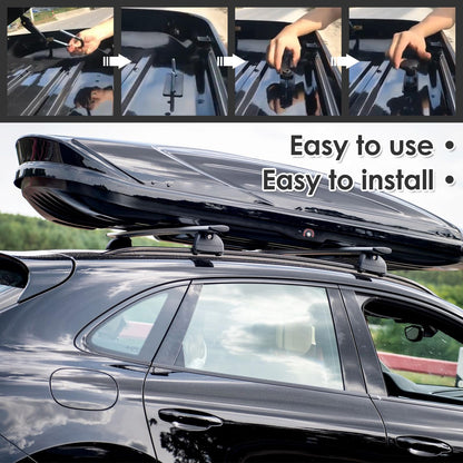 KOUISYY Universal Roof Box Mounting Fitting Kit, Heavy Duty Roof Rack U-Bolt Clamp Kit with 2 Straps & 20 Hole Seals, Anti-Scratch Car Cargo Carrier Brackets for SUV Van Truck Fits Most Roofs Boxes
