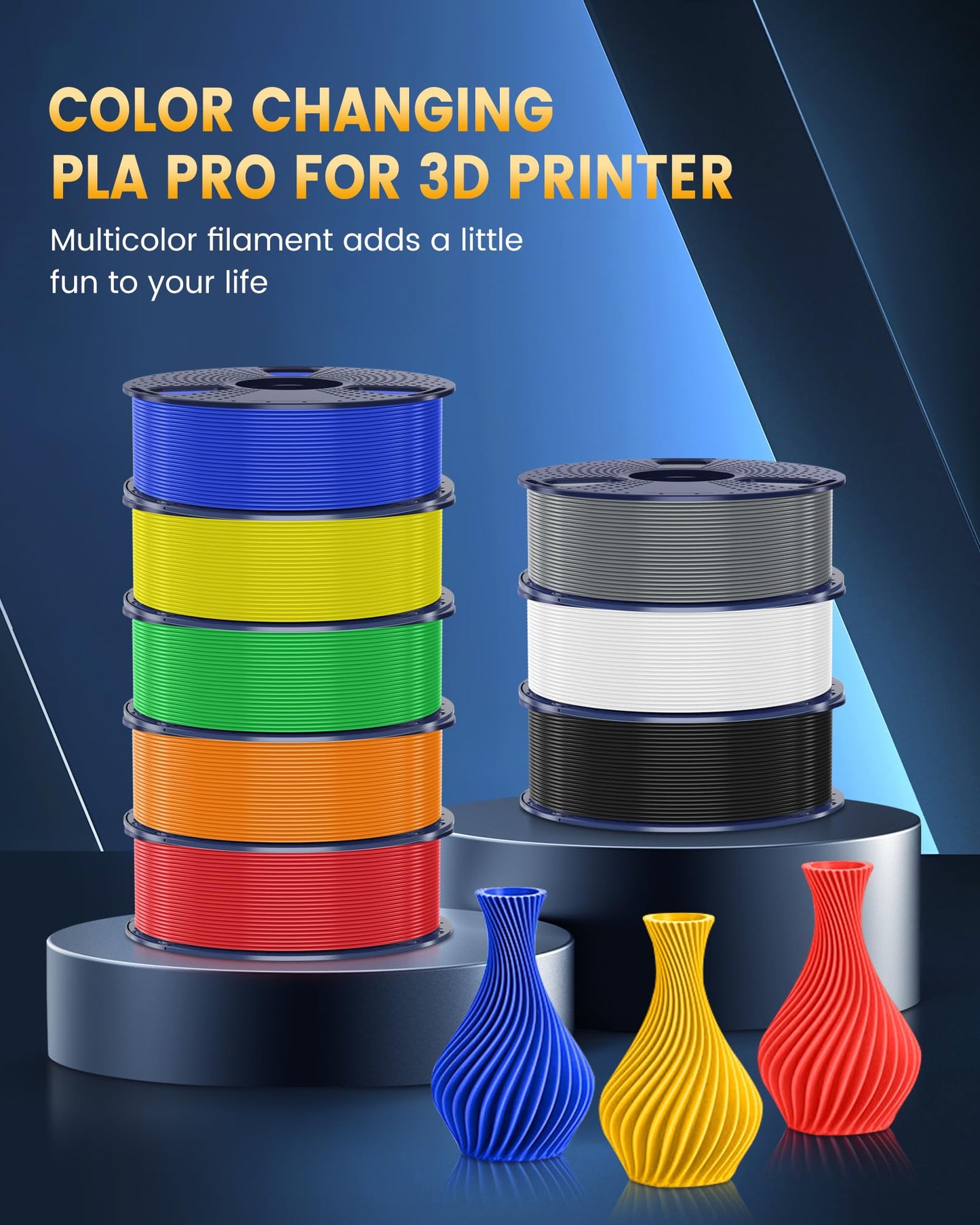 SUNLU PLA+2.0 3D Printer Filament, Tougher and Stronger PLA+ Filament 1.75 mm, Faster 3D Printing Fits Most FDM 3D Printers, 1KG Reusable Spool, Midnight Black