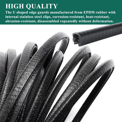 U Shape Rubber Seal Edge Strip Trim Guard for Panels, Car Doors, Steel Plates, Hatches, Table Corners, Fits Edge 1/32 to 1/4 Inch, 10Ft Length