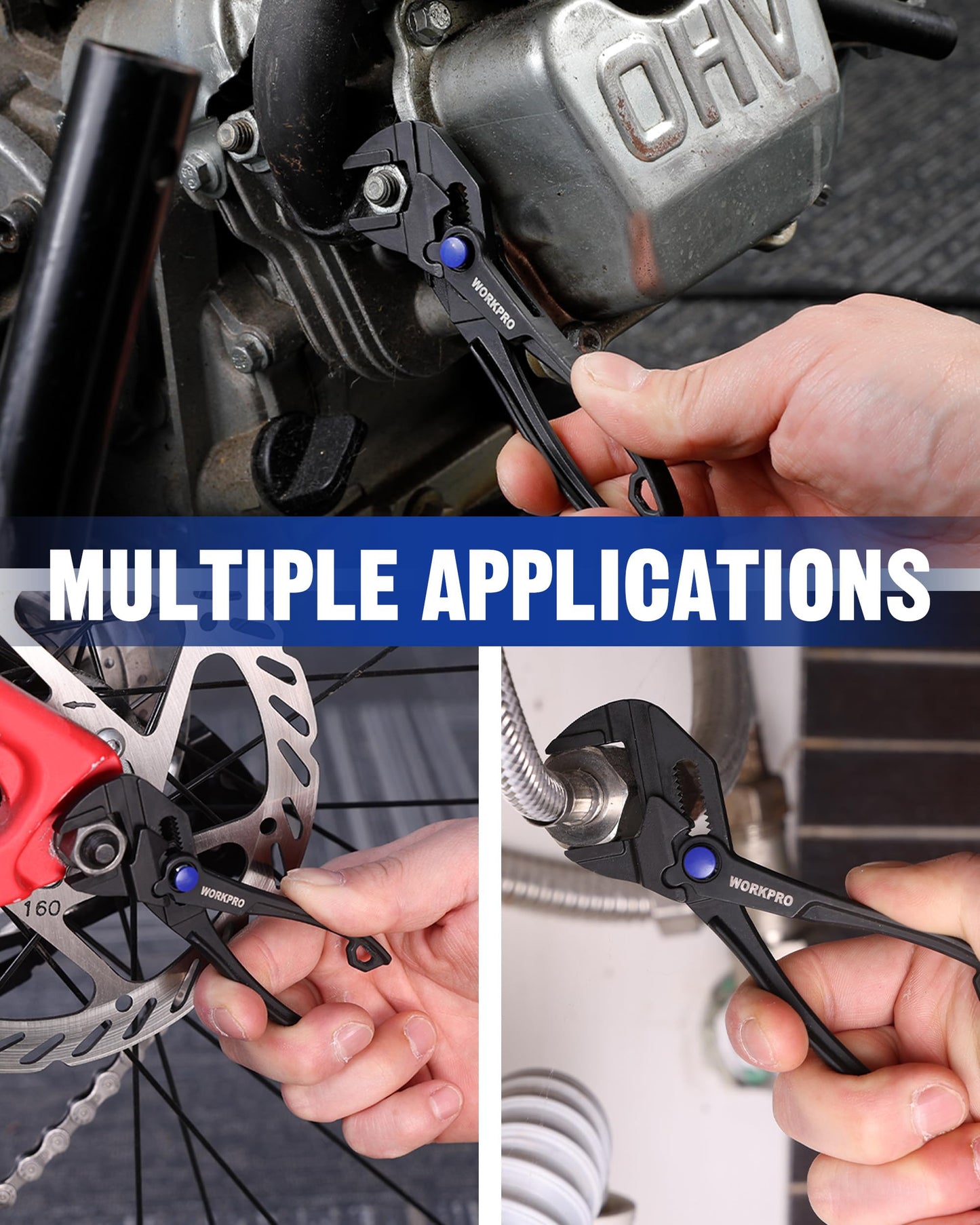 WORKPRO Mini Pliers Wrench — 4" Compact Adjustable Smooth-Jaw Pliers, Anti-Rust Alloy Steel Wrench Pliers for Tight Spaces, Home & Versatile Use, Black