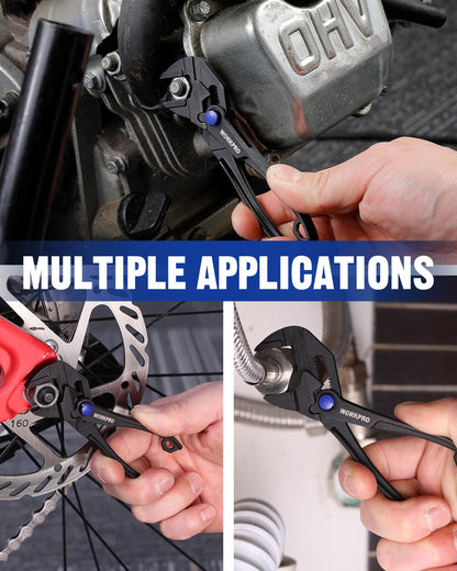 WORKPRO Mini Pliers Wrench — 4" Compact Adjustable Smooth-Jaw Pliers, Anti-Rust Alloy Steel Wrench Pliers for Tight Spaces, Home & Versatile Use, Black