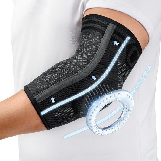 CAMBIVO Elbow Brace with Gel Pad and Dual Stabilizers, Tennis Elbow Brace for Men & Women, 2 Pack Elbow Compression Sleeve, Tennis Elbow Sleeve, Elbow Support