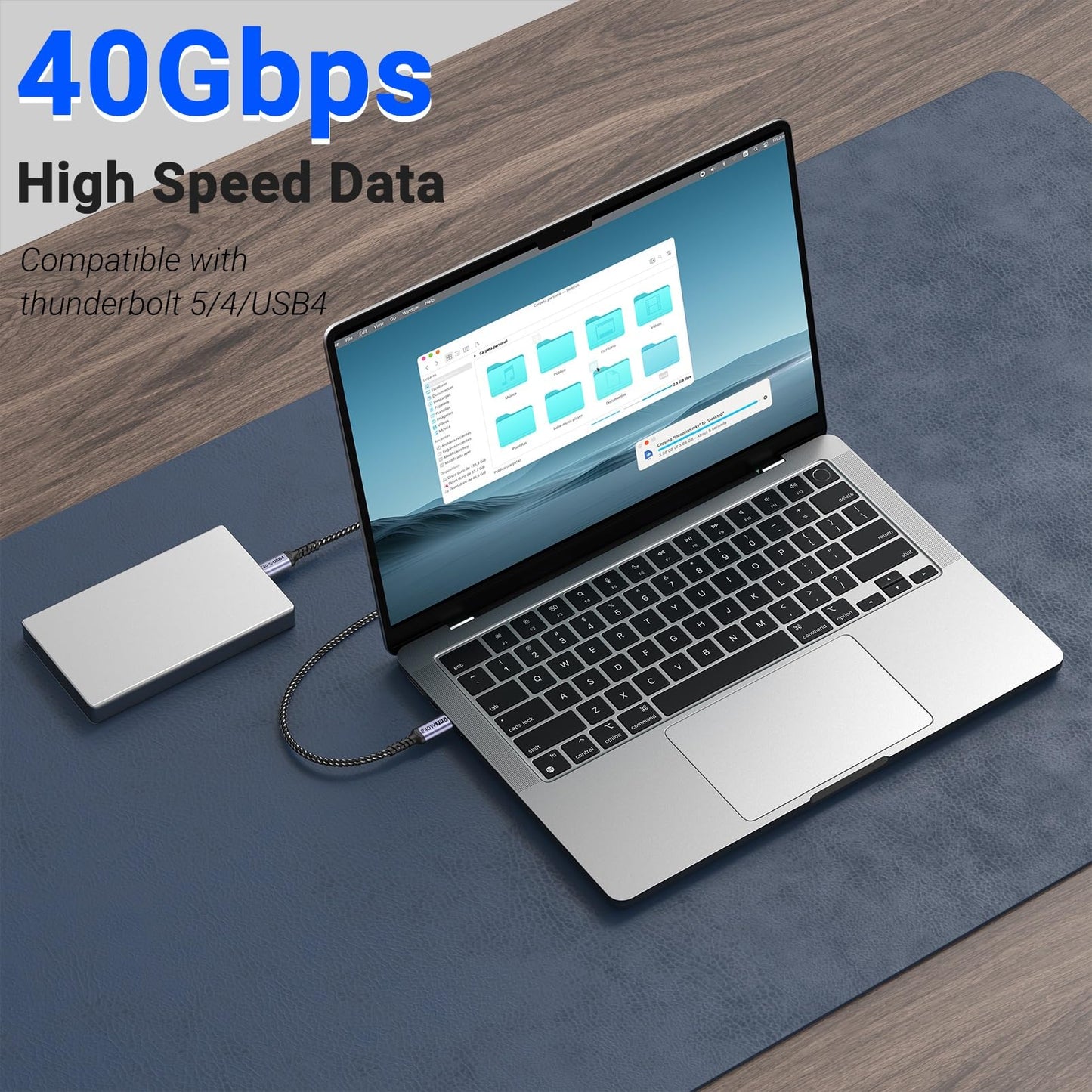 SUMPK 2m USB 4 Cable, 240W PD Fast Charging, 40Gbps Data Transfer, 8K Video Output, Compatible with Thunderbolt 4/3, iPhone 15Pro/15ProMax, Monitor