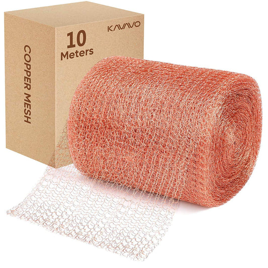 Copper Mesh,5" X 33 Feet(10m/270g),100% Pure Copper Mesh Roll Knit Copper Mesh,Gap Blocker for Building Hole,Protect Saplings&Seeds,Barbecue Grill Clean,Fill Fabric DIY