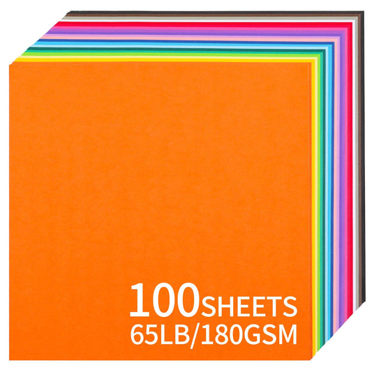 Colored Cardstock - 12 x 12 inch / 100 Sheets / 20 Colors Paper 65lb 180g UAP10