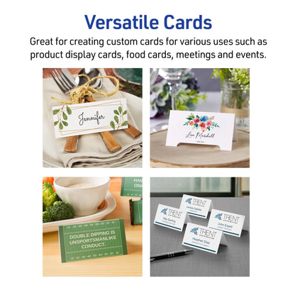 Embossed Tent Cards with Sure Feed, Laser/Inkjet, White,