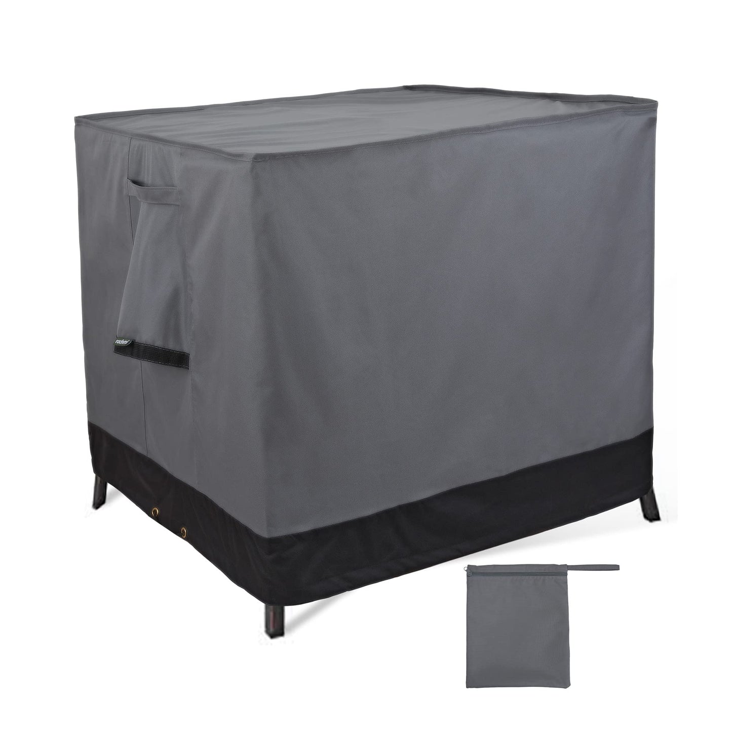 Rachmi Square Gas Fire Pit Cover 28 Inch, Heavy Duty 600D Oxford Water Resistant Anti UV & Fade Outdoor Patio Furniture Cover for Coffee & Side Table, (28"Wx28"Dx25.2"H, Gray/Black)