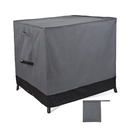 Rachmi Square Gas Fire Pit Cover 28 Inch, Heavy Duty 600D Oxford Water Resistant Anti UV & Fade Outdoor Patio Furniture Cover for Coffee & Side Table, (28"Wx28"Dx25.2"H, Gray/Black)
