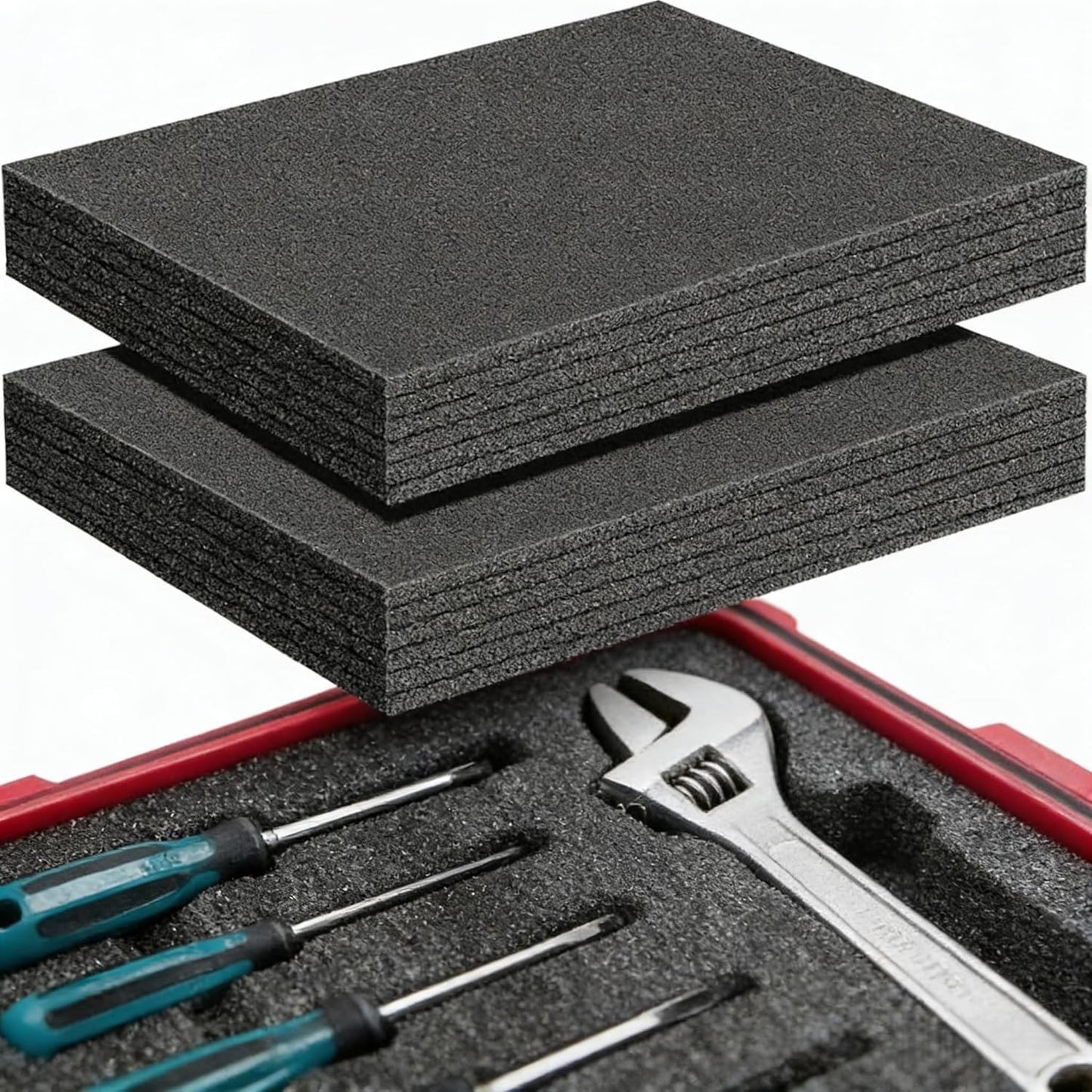 Wonninek Polyethylene Foam Sheets, 2PCS 16" x 12" x 2.17" Cuttable Foam Pad for Case, Camera, Toolbox Storage Padding, Foam Insert Sheets, Cushion Foam for Packing, Crafts, Transport, DIY, Black