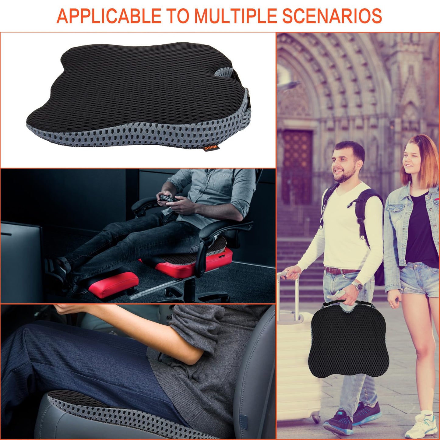 Car Seat Cushion, Memory Foam Seat Cushion, Car Seat Pad, Memory Foam Driver Seat Cushion to Improve Driving View, Seat Cushion Pillow for Car and Office Chair, Black