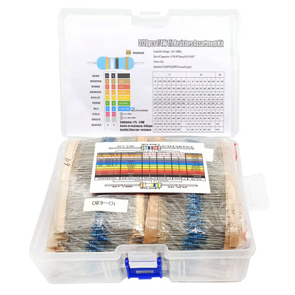 3120pcs 156 Values Metal Film Resistor Kit Minidodoca 1 Ohm-10M Ohm 1/4W 0.25 watt ±1% Tolerance Fixed Resistors Assortment Kit RoHS Compliant 100 1000 1k 10k 100k ohm Resistor Pack for DIY Projects