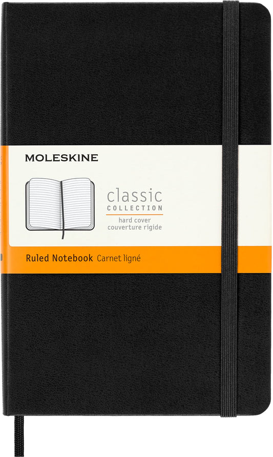 Moleskine Notebook, Medium, Ruled, Black, Hard Cover (4.5 x 7)