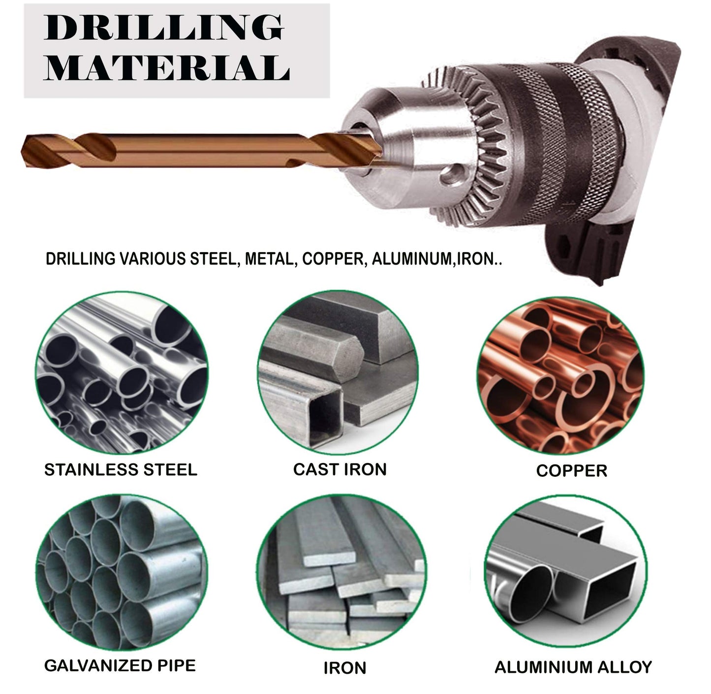HSS Cobalt Drill Bit Double End 7/32 in. Stubby Body Drill Steel Metal Iron-10Pcs