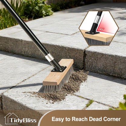TidyBliss Stainless Steel Wire Scrub Brush with Long Handle, Heavy Duty Stiff Metal Broom Scrubber, Outdoor Moss Removal for Concrete Floor, Deck, Garden, Patio, Roof, Brick, Garage, Swimming Pool