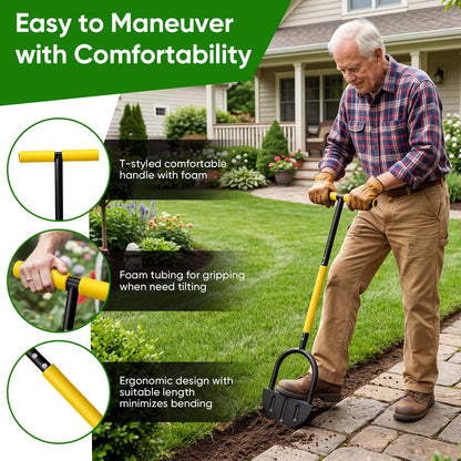 ASULUPHY Manual Lawn Edger Tool, 41-Inch Lawn Edger with Sharp Serrated Teeth, Half Moon Garden Edgers, 9-Inch Wide Non-Slip Foot Plate, for Sidewalk Driveway Flower Bed Edging