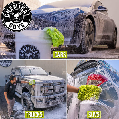 Chemical Guys Chenille Premium Scratch-Free Microfiber Wash Mitt Green, Great for Cars, Trucks, SUVs, RVs & More (2 Pack)