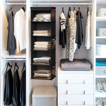 Simple Houseware 5 Shelves Hanging Closet Organizer, Black