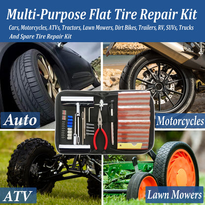 Tire Repair Kit, 68pcs Heavy Duty Tire Plug Kit Universal Flat Tire Puncture Repair Kit for Car, Motorcycle, Truck, SUV, RV, ATV, Tractor, Trailer, Jeep Tubeless Tire Repair Tools with 30 Tire Plugs