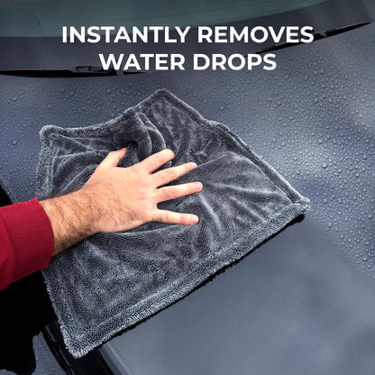 Microfiber Car Drying Towel 1300 GSM Double Twist Pile - Super Absorbent Auto Wash Towel for Cars Trucks SUV - Detailing Cleaning Cloth 16x16 2-Pack