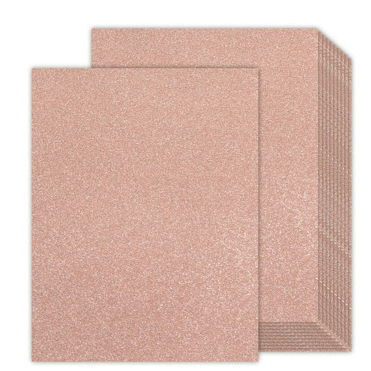 Rose Gold Glitter Cardstock 8.5x11 Double-Sided 24 Sheets, Goefun Gold No-Shed Glitter Paper 280GSM/100lb Pink Card Stock for Craft, Art, Invitation, Graduation, Wedding Party