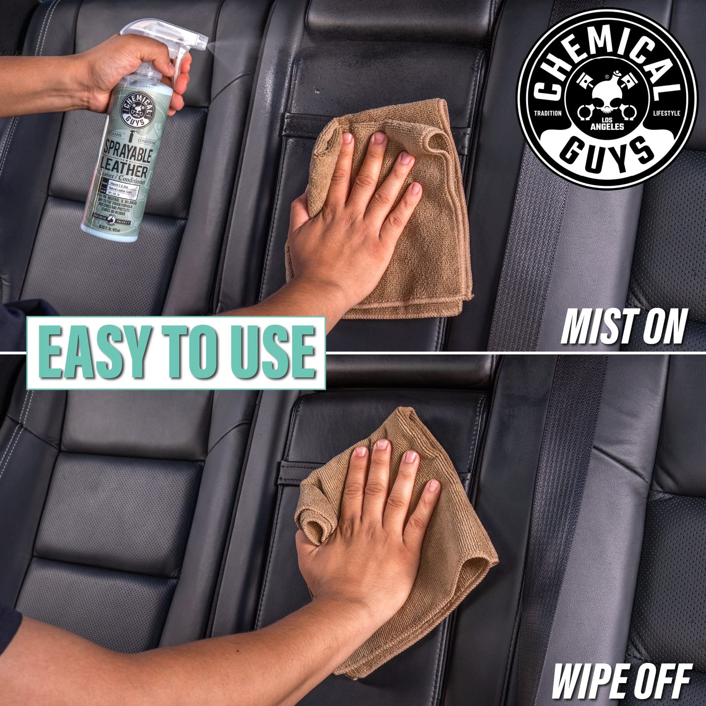 Chemical Guys Sprayable Leather Cleaner and Conditioner in One for Car Interiors, Apparel, and More (Works on Natural, Synthetic, Pleather, and More) Leather Scent, 473 ml