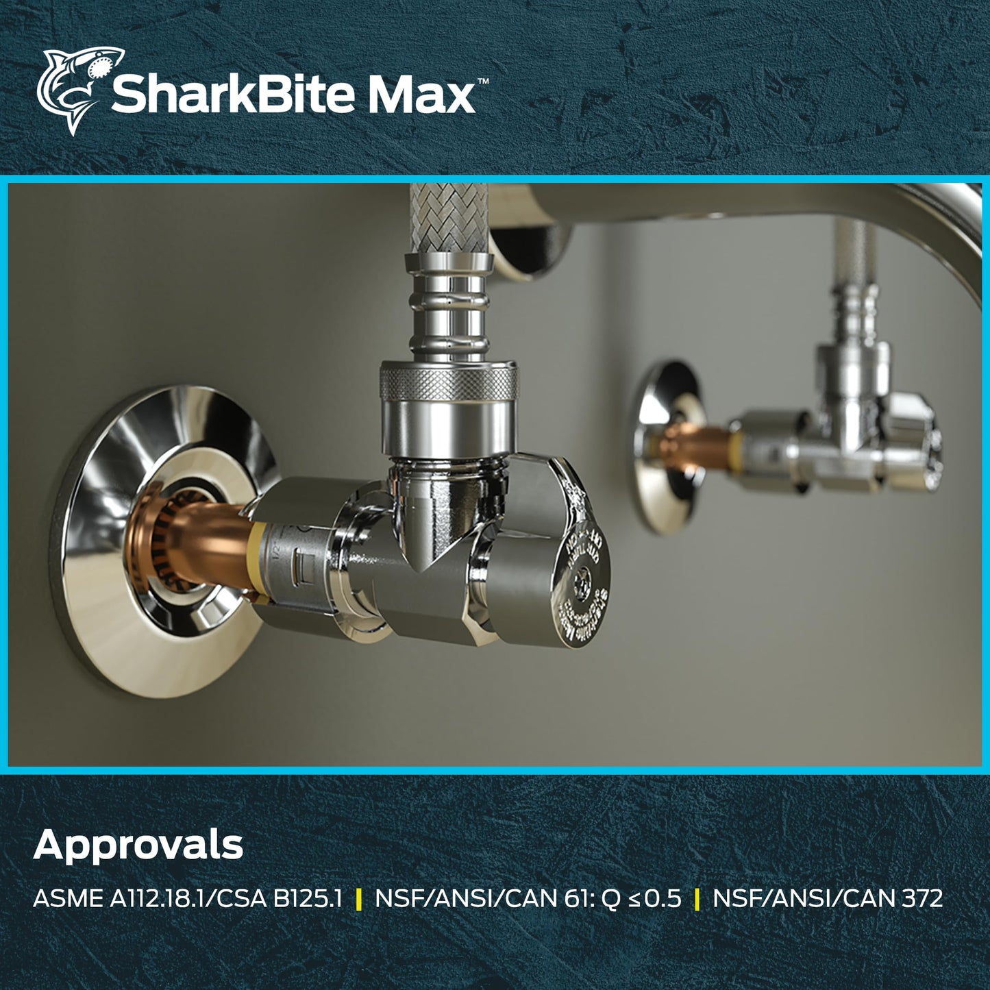 Sharkbite Max 1/2 x 1/2 Inch MIP Angle Stop Valve, Quarter Turn, Push to Connect Brass Plumbing Fitting, Brushed Nickel Finish, PEX Pipe, Copper, CPVC, PE-RT, HDPE, UR24946