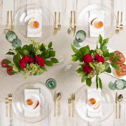 PLASTICPRO 30 Pack Hammered Plastic Plates Heavyweight Disposable Plastic Plates Elegant Clear Hammered Rim Platsic Party Dishes (Hamered Clear With Gold Rim, 7'' INCH PLATES)