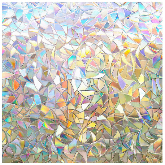 rabbitgoo Rainbow Window Films for Privacy, 3D No Glue Decorative Window Clings, UV Blocking Removable Stained Glass Tint Film, Privacy Glass Stickers for Home Office Door, 60x200cm