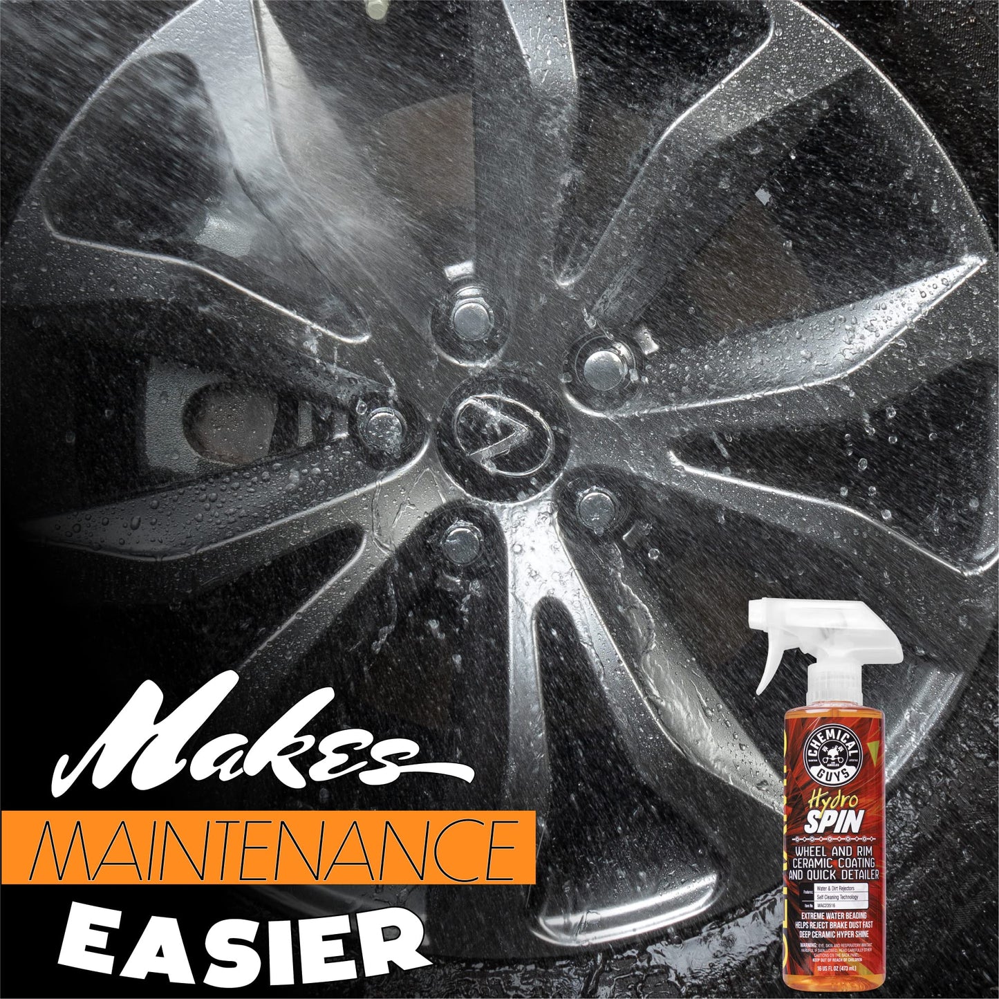 Chemical Guys HydroSpin Wheel & Rim Ceramic Coating and Quick Detailer, Safe for Cars, Trucks, SUVs, Motorcycles, RVs & More, 473 ml