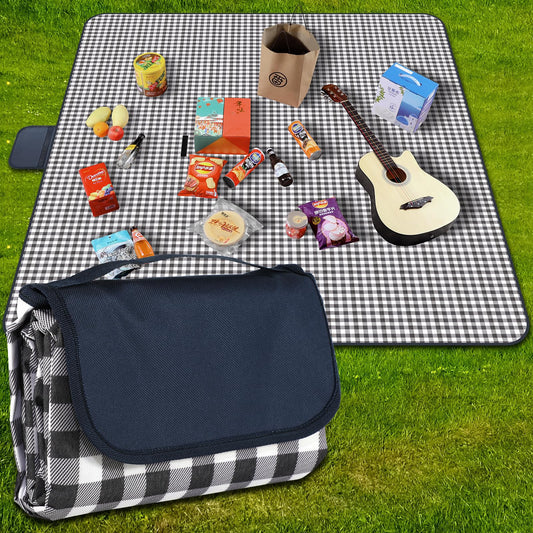 Picnic Blanket,79"×79" Foldable Picnic Mat,Beach Blanket,Waterproof Sandproof Picnic Blanket,Handle Picnic Mat for Camping,Park and Hiking.Machine Washable,Portable and Durable,Navy Blue