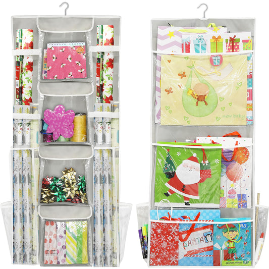Simple Houseware Double-Sided Hanging Gift Bag & Wrap Organizer