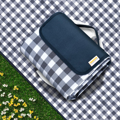 SAMSIER Large Outdoor Picnic Blankets Waterproof Foldable, Beach Blanket Sandproof Portable, Cute Picnic Mat Washable (Navy Blue, 80"×80")