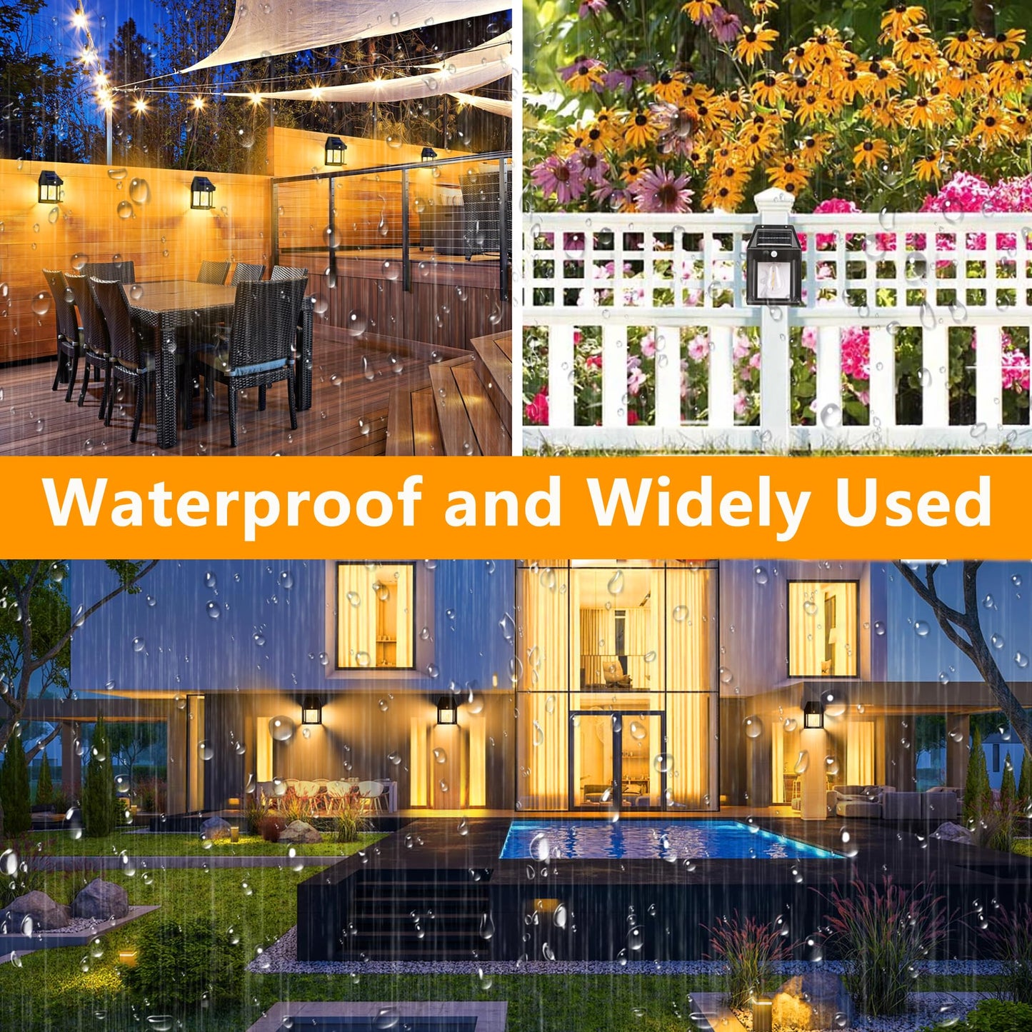 Joomer Solar Wall Lights Outdoor 4PACK, Dusk to Dawn Porch Lights Fixture, Waterproof Exterior Lighting with Clear Panel for Entryway Front Door, Solar Wall Lantern with 3 Modes & Motion Sensor