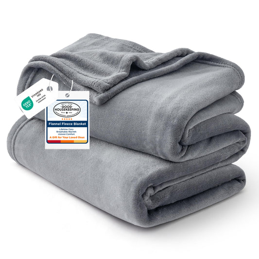 Bedsure Twin Blanket for Bed - Fleece Cozy Soft Throw Blankets for Women, Lightweight Warm Flannel Throw for Summer, Grey, 60x80 inches