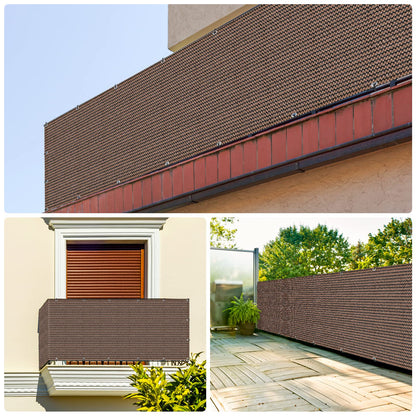 UIRWAY Privacy Screen Balcony Fence 3'x10', Garden Courtyard Privacy Fence Screen with Zip Ties UV Protection, for Animal Barriers, Decks, Patios, Outdoor Pools, Porches, Condo Railings - Brown