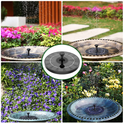 AMZtime Solar Fountain Pump 3.5W Bird Bath Fountain Solar Powered Water Fountain with 8 Nozzle & 4 Fixer, Solar Fountain Pump for Bird Bath, Garden, Pond, Pool (180mm)