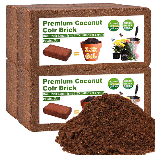 Organic Coco Coir 4 Pcs Compressed Coconut Coir Bricks Coconut Fiber Husk Substrate Mulch Coconut Bark Core Growing Medium Peat Moss Soil High Nutrition for Plants Gardening Seed Starting Soil Mix