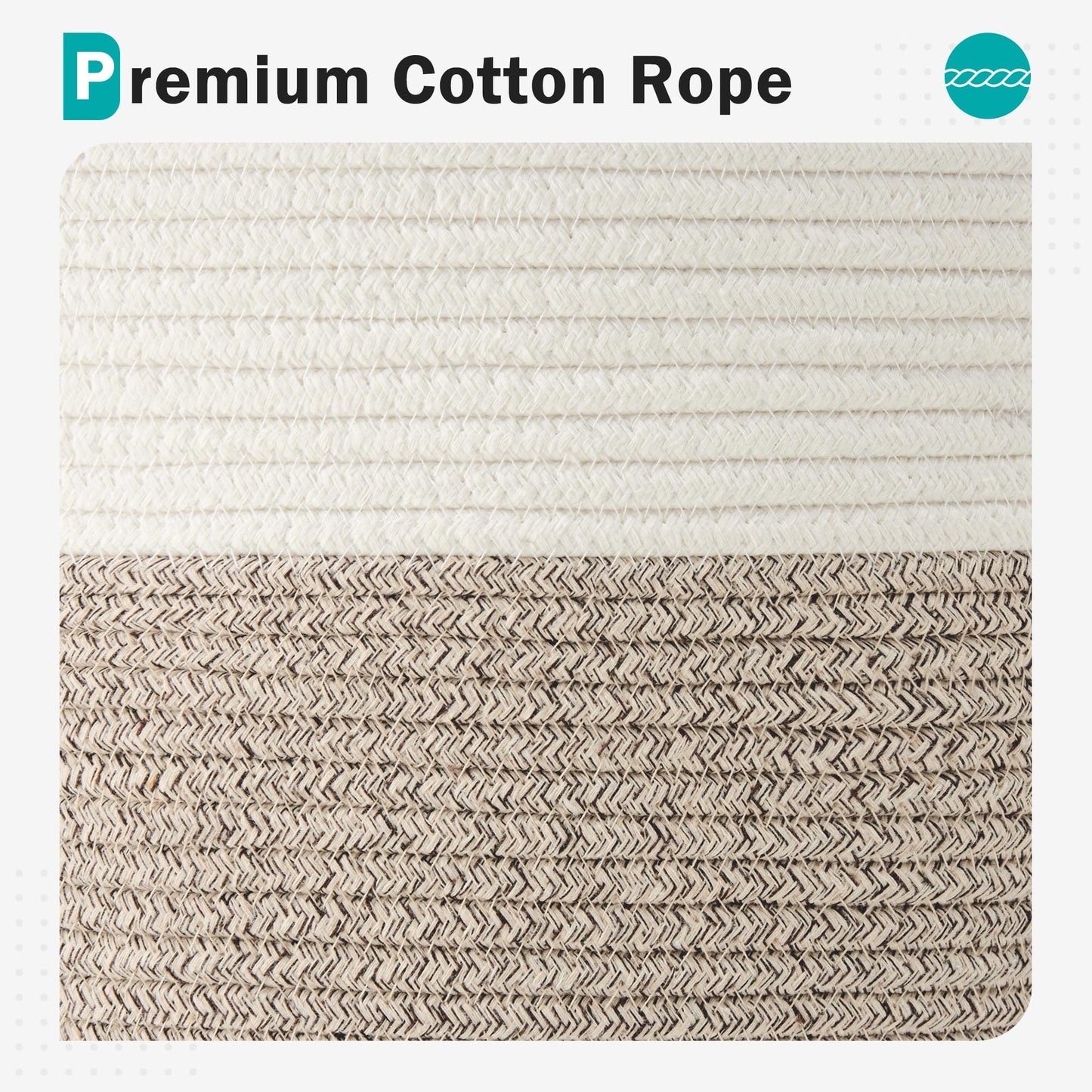 Cotton Rope Laundry Hamper by YOUDENOVA, 58L - Woven Collapsible Laundry Basket - Clothes Storage Basket for Blankets, Laundry Room Organizing, Bedroom Storage, Clothes Hamper – Brown
