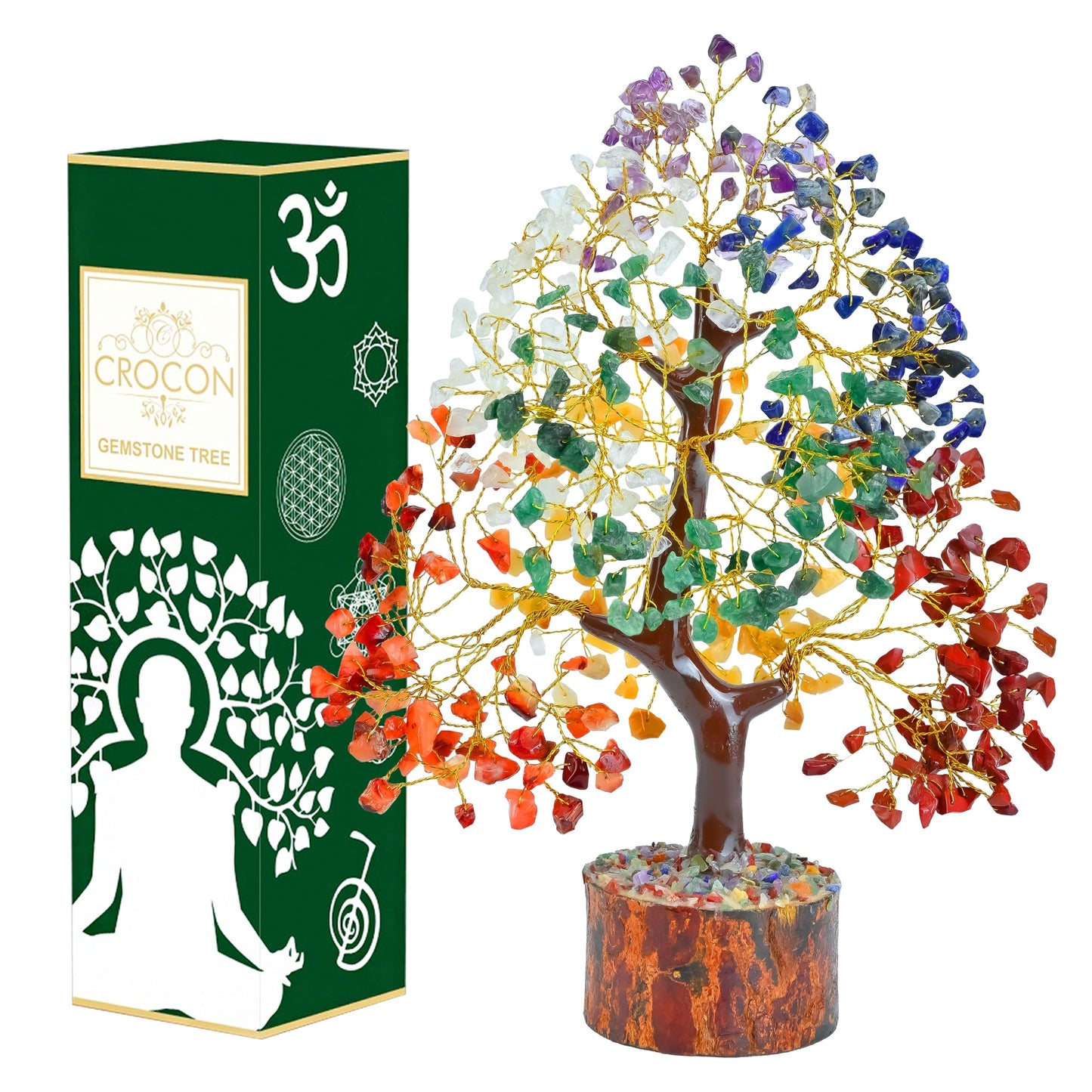 Crocon® The Original 7 Chakra Crystals Tree of Life, Birthday Gifts for Women, Men & Friends, Chakra Tree for Home & Office Decor | House Warming Gifts New Home, Gift for mom, Her, Sister & Self Care